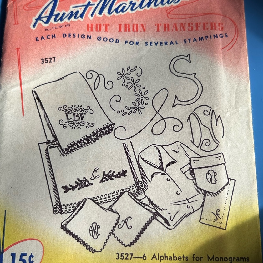 Vintage Aunt Martha’s Hot Iron Transfers. 3527-6 Alphabets For Monograms